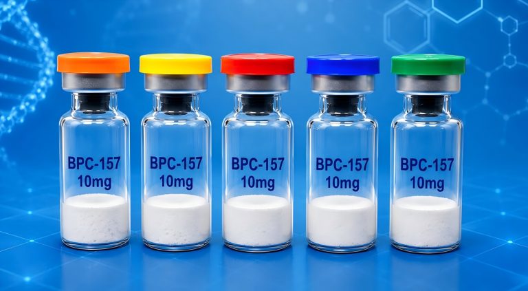 BPC-157 synthetic pentadecapeptide research material in laboratory research packaging