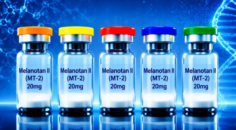 Melanotan II (MT-2) cyclic melanocortin receptor research peptide in laboratory research packaging
