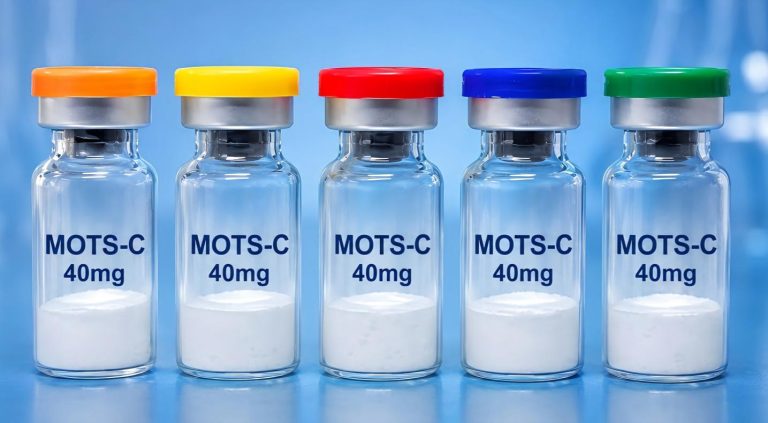 MOTS-c mitochondrial-derived research peptide in laboratory research packaging