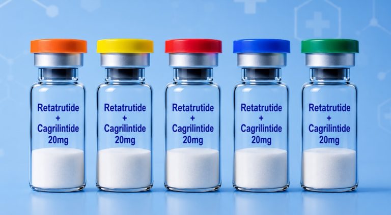 Retatrutide + Cagrilintide research peptide blend in laboratory research packaging