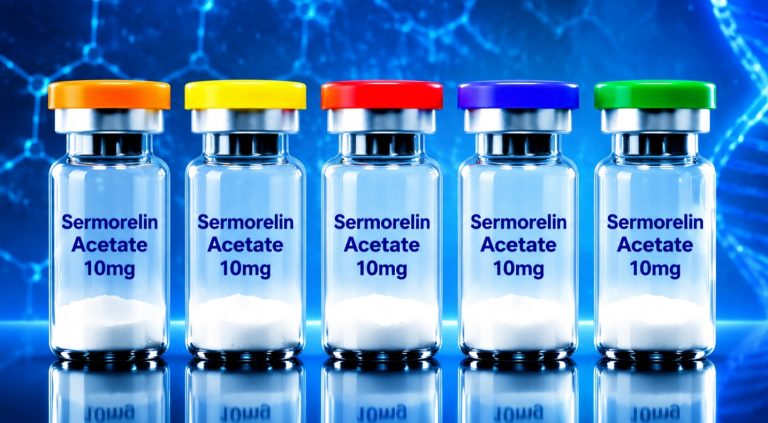 Sermorelin Acetate ghrh(1-29) research peptide in laboratory research packaging