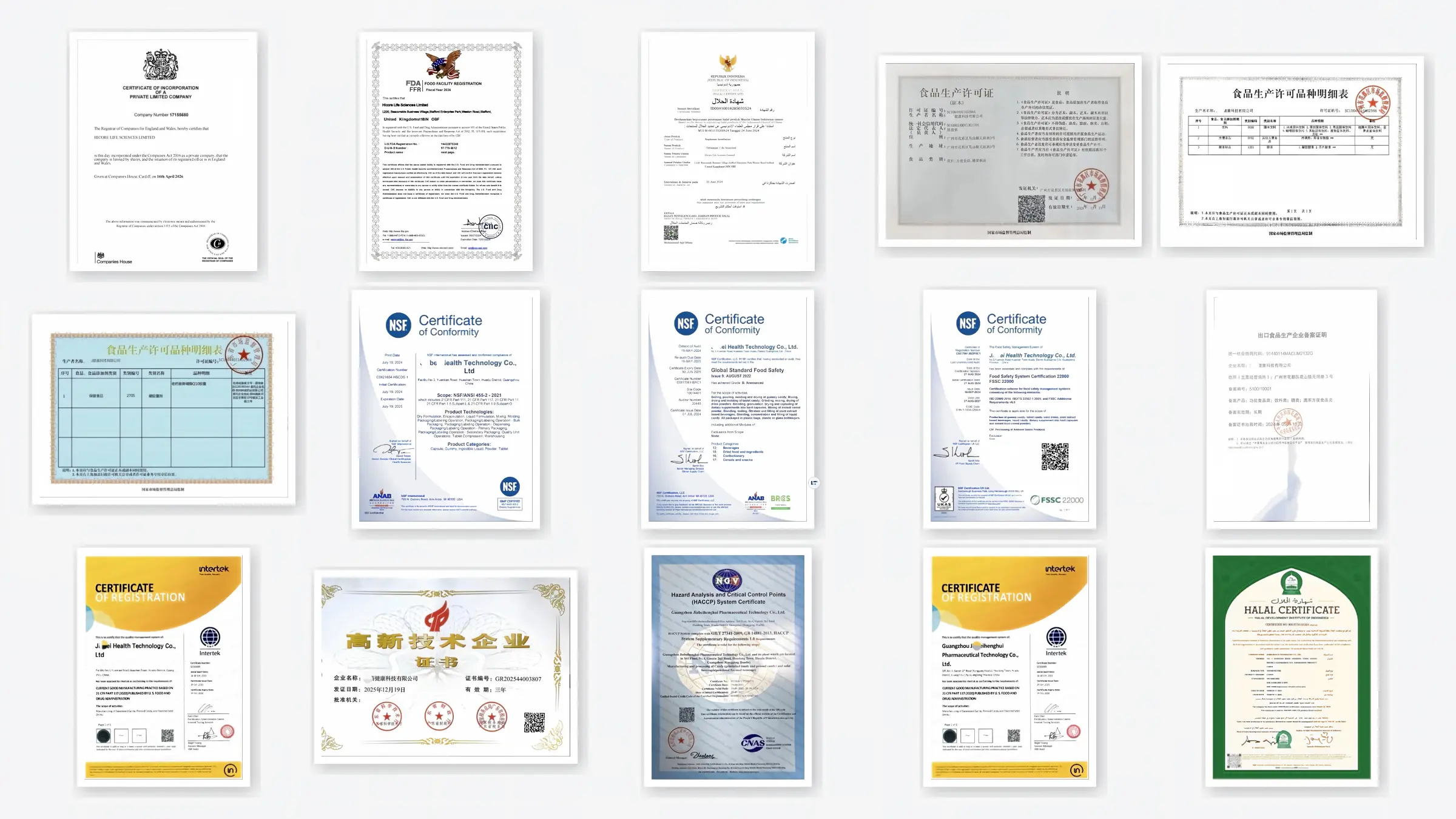 HICORE company quality certification and compliance documentation for supplier qualification