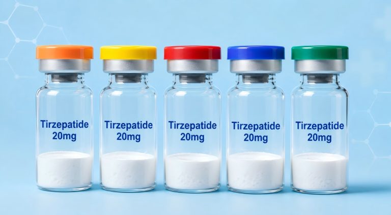 Tirzepatide dual gip/glp-1 receptor agonist peptide in laboratory research packaging